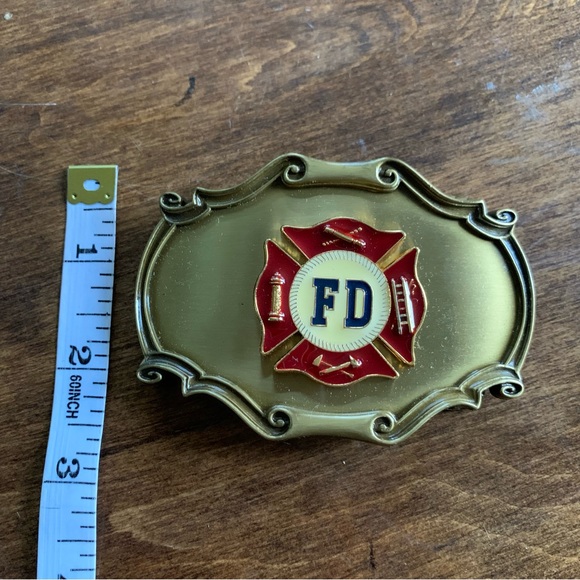Fire Department Boxed Brass Belt Buckle Vtg 70s Raintree USA First Responder - Picture 14 of 16
